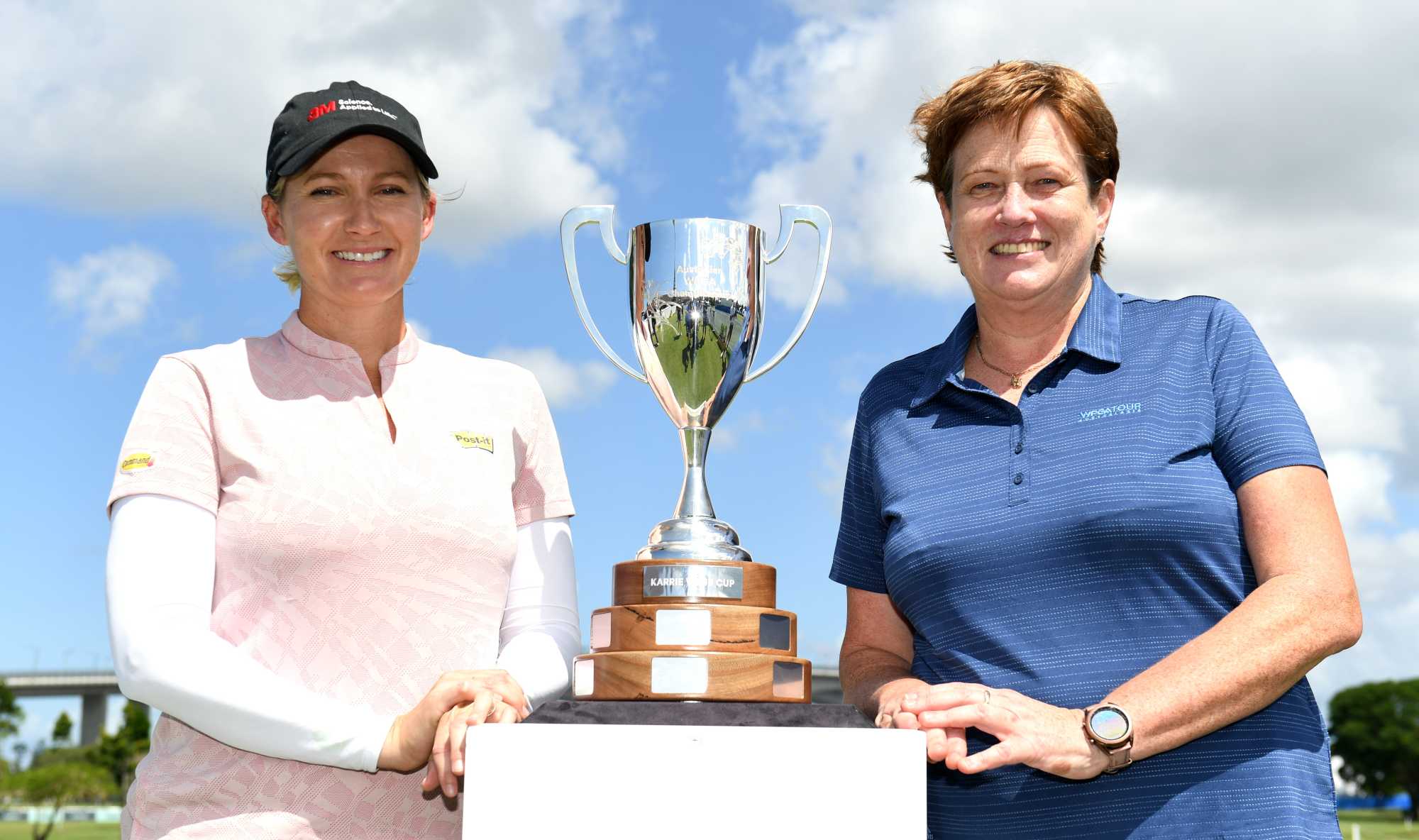 Sarah Jane Smith and Karen Lunn with the Karrie Webb Cup, Royal Queensland Golf Club, 2022.