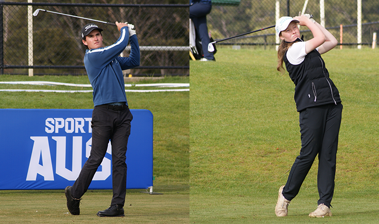 Declan O'Donovan and Jazy Roberts in action at Devonport Country Club.