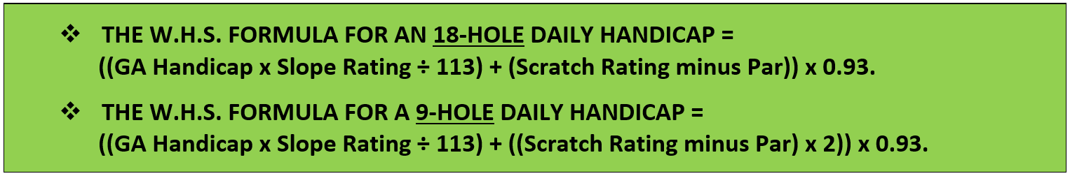 How to calculate a Daily Handicap 