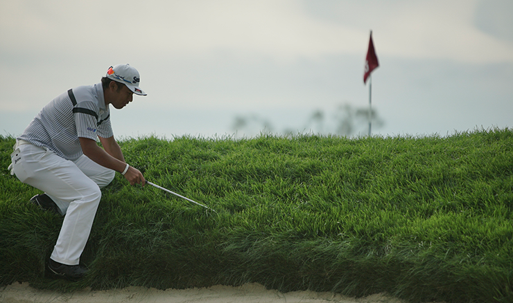 Hideki Matsuyama's practice round challenge will be typical for those who stray at Winged Foot this week. Picture: USGA