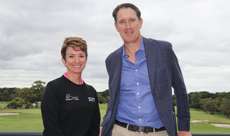 Karrie Webb and Golf Australia CEO James Sutherland at the Australian Golf Centre for today's announcement.