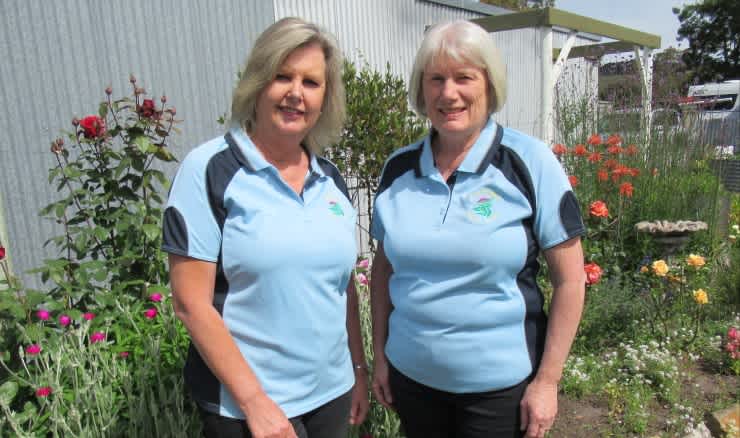 Maree Fitzgerald and Helen McIntosh pictured outside their golf club