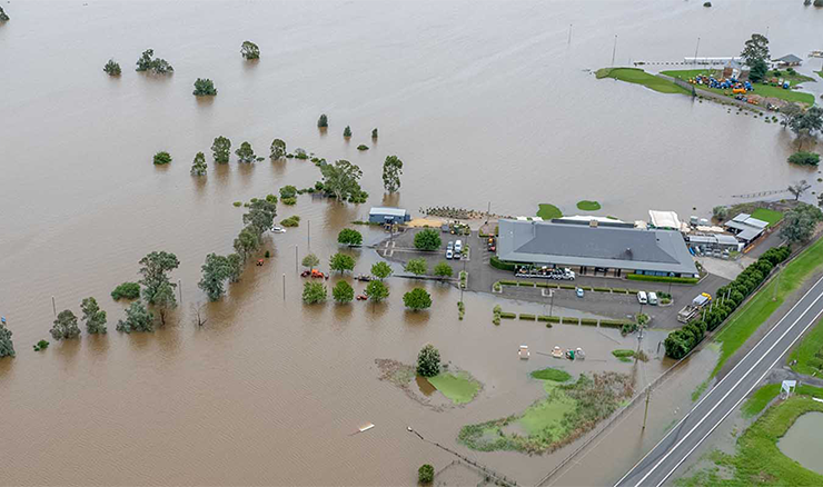 A golf course flooded in NSW.