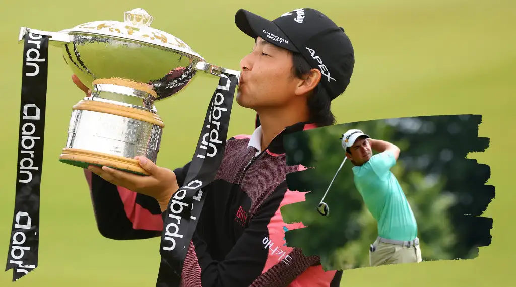 Min Woo Lee kisses the Scottish Open trophy and Lucas Herbert finished T4.