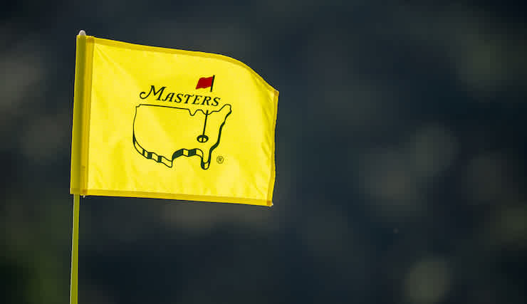 A Masters flag at Augusta National Golf Club.