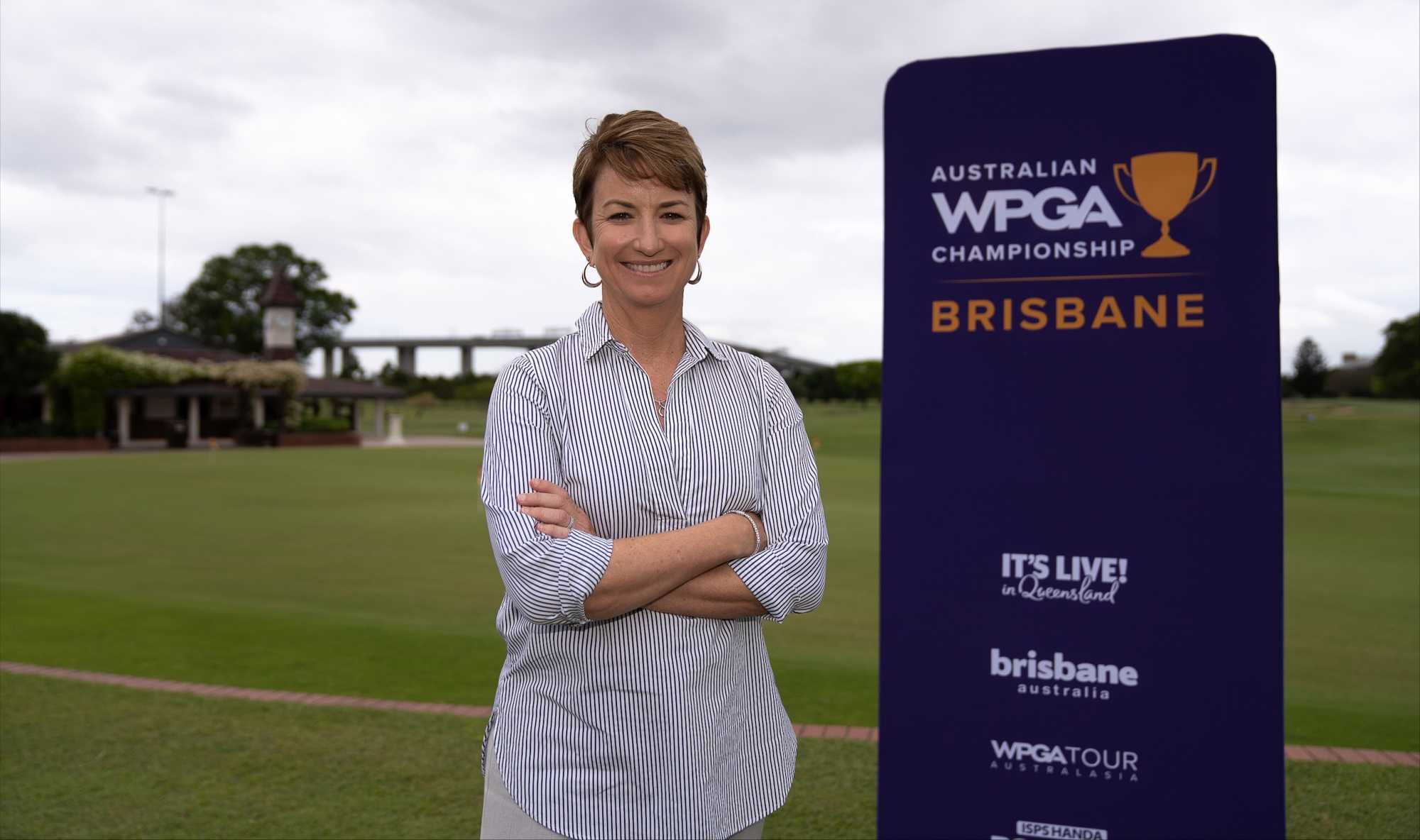 Karrie Webb at today's announcement at Royal Queensland Golf Club.