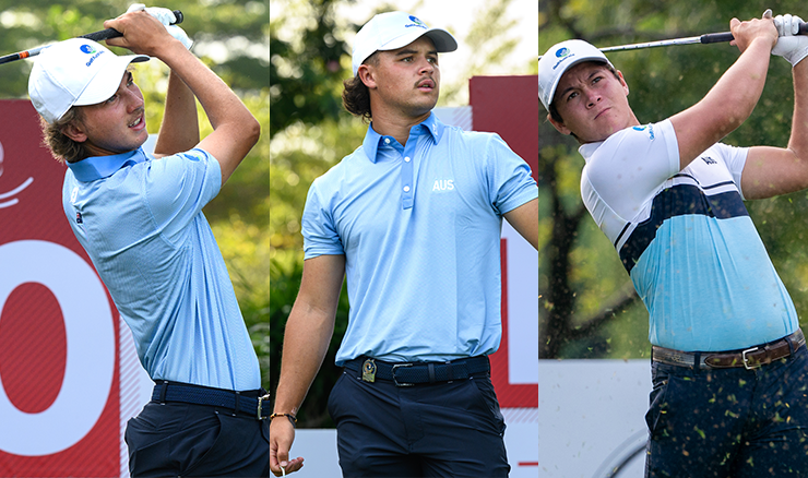 Joshua Greer (left), Harrison Crowe (middle) and Karl Vilips (right) led the Australian charge in the first round.