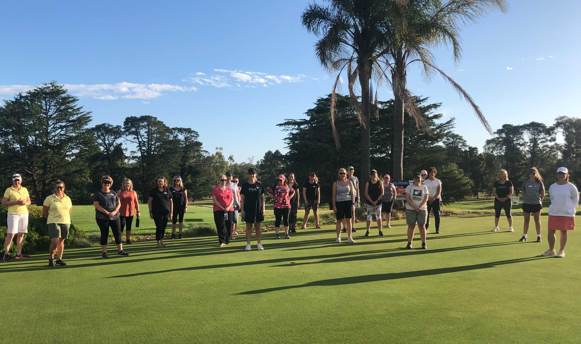 Kim Morris and Lynley Eadie with the Shepparton beginner women.