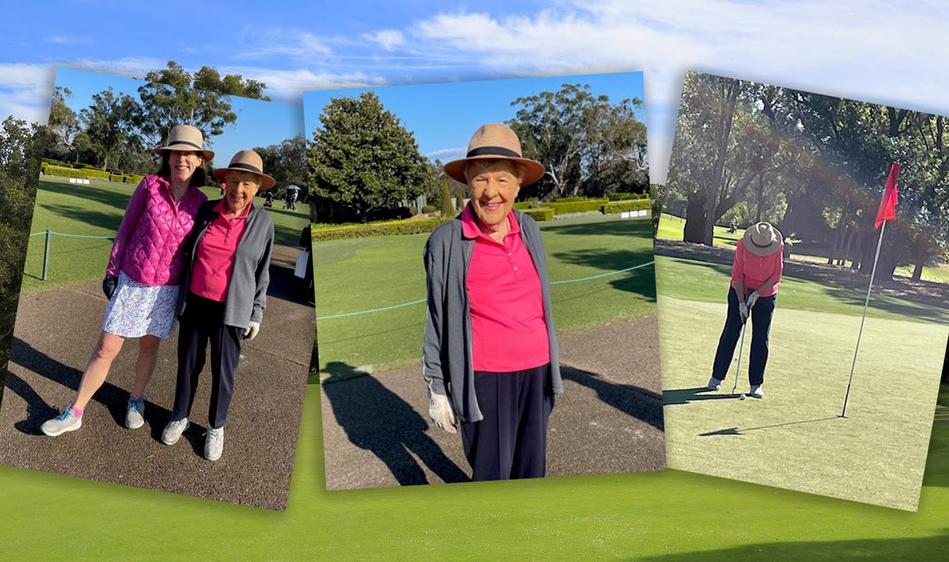 100-year-old Ann Burton enjoying her golf.