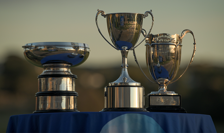 The Australian Interstate trophies.
