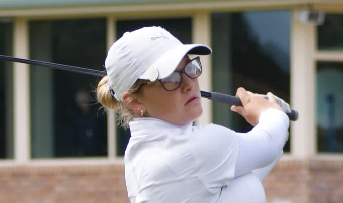 Alexandra Hansen tees off in last year's event.