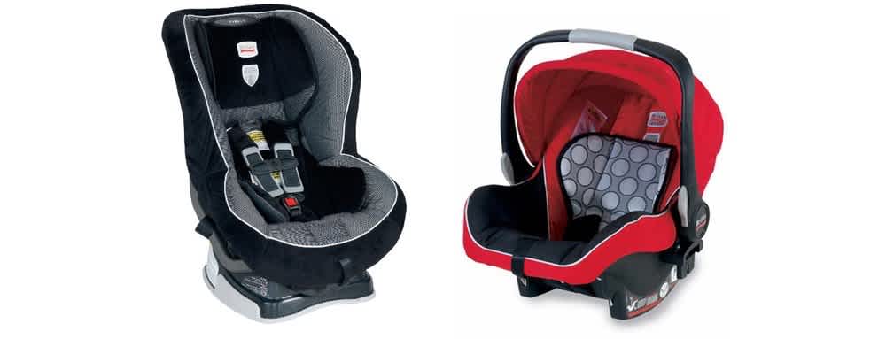 Left to right: convertible car seat, infant car seat