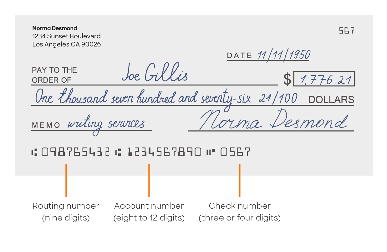 Check with routing number