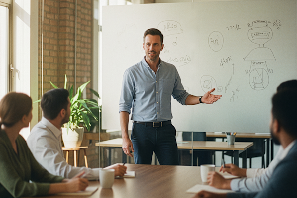 Man and Group at Whiteboard