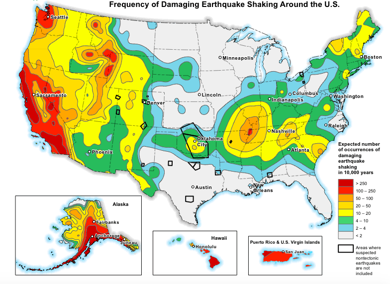USGS seismic hazards map