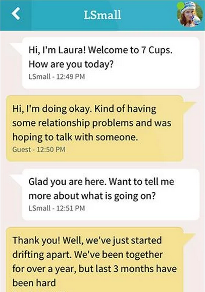 PolicyGenius 7 Cups of Tea chat