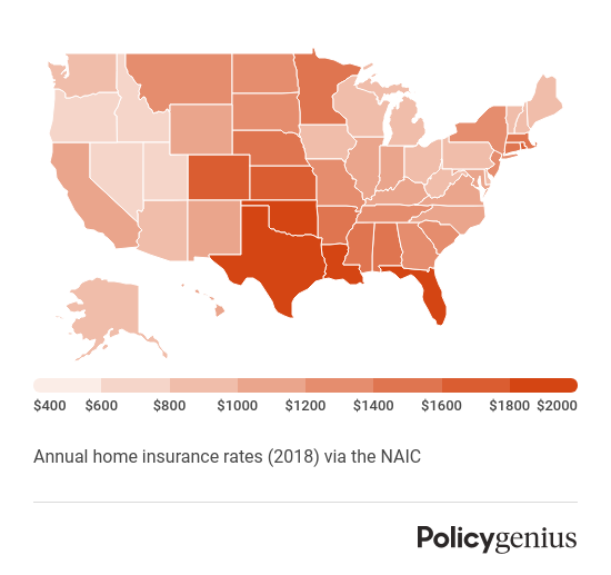 Homeowners insurance rates by state map [png updated 5/4/21]