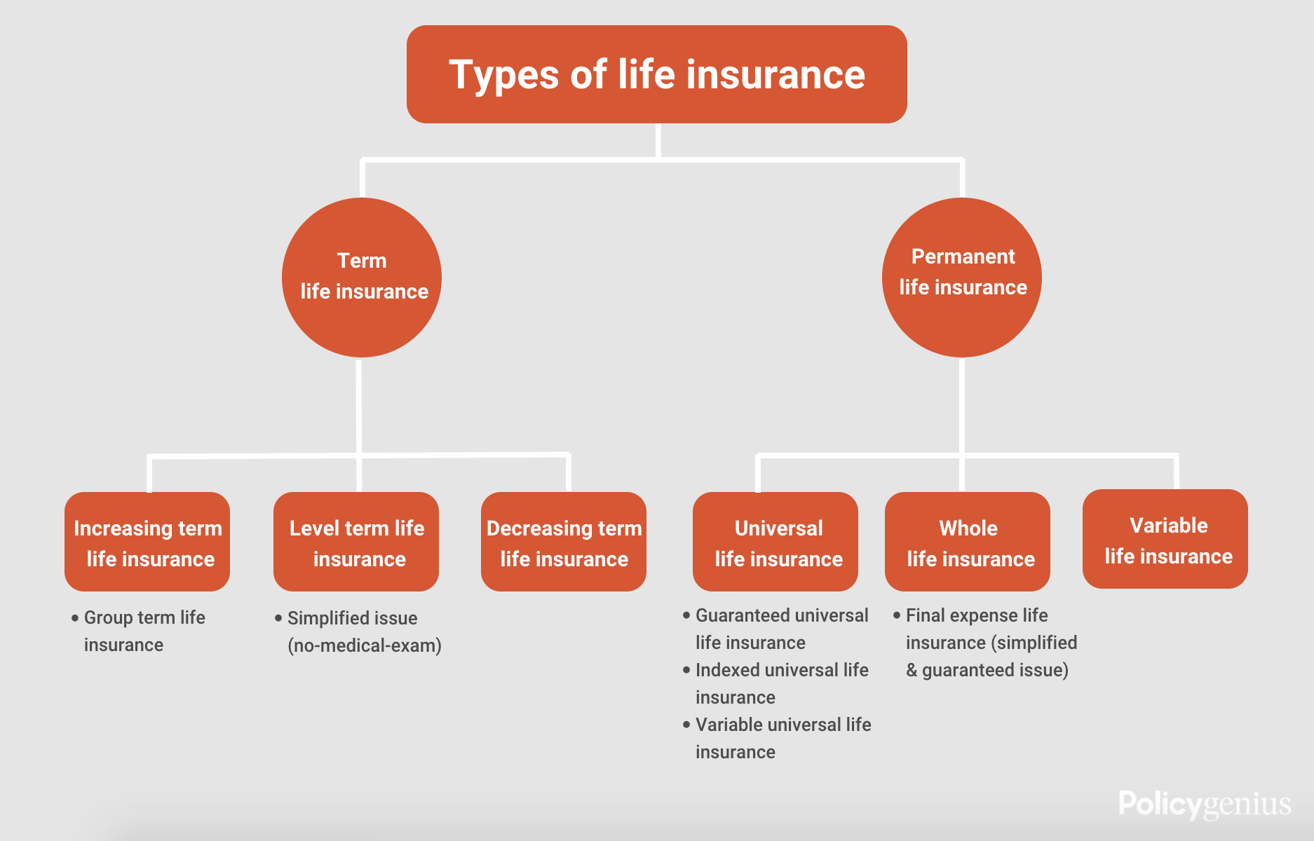 Types of Life Insurance graph