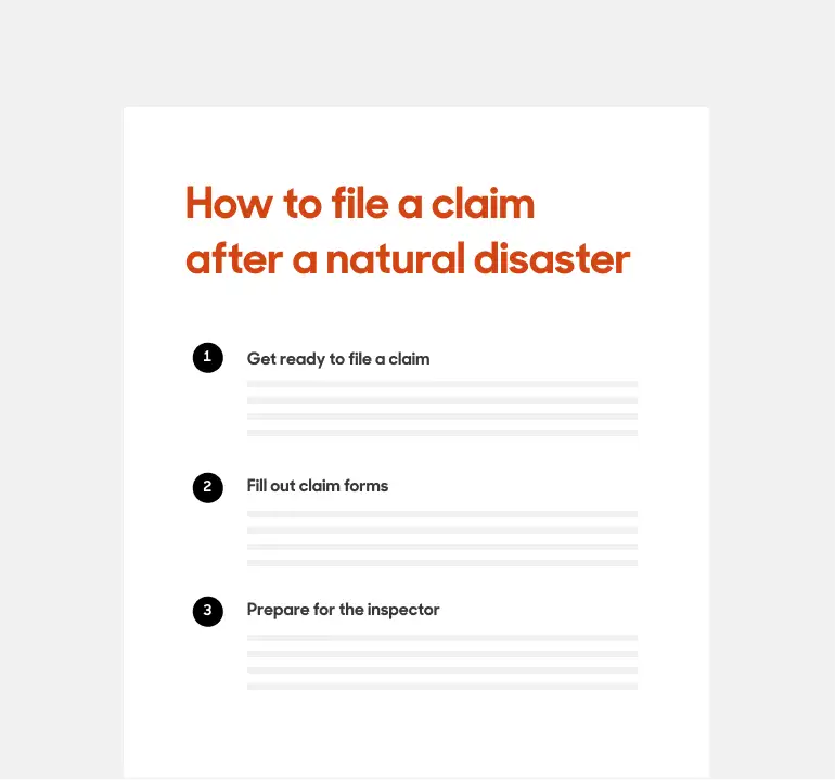 How to file a claim after a natural disaster guide snippet