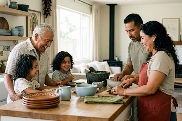 Family Making Guacamole