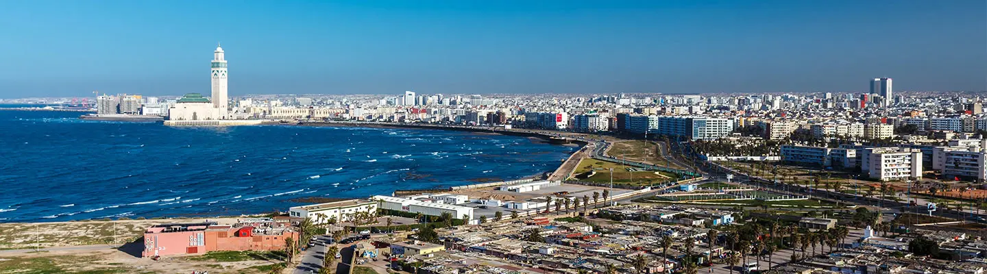 An aerial view of Casablanca, Morocco.