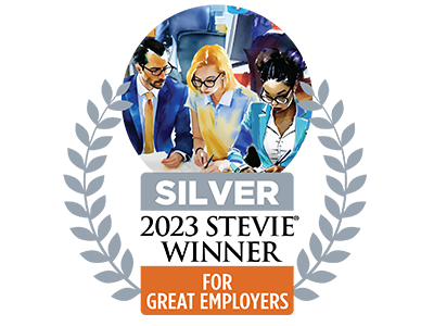 The logo for a silver winner of the 2023 Stevie Awards for Great Employers. 