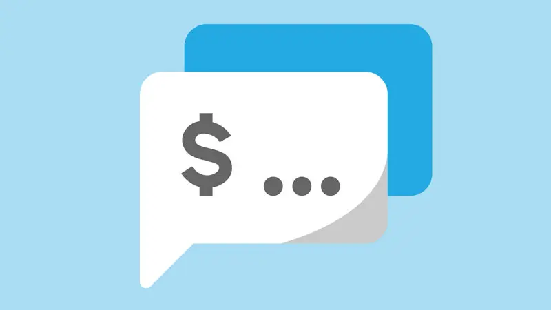 chat bubbles with dollar sign symbol