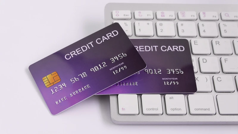 Keyboard with a credit card