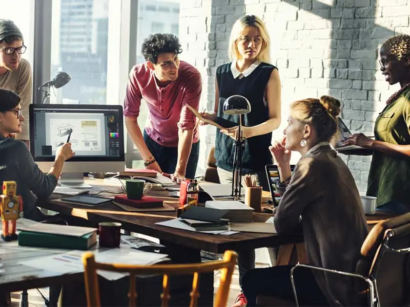 Team members in a meeting