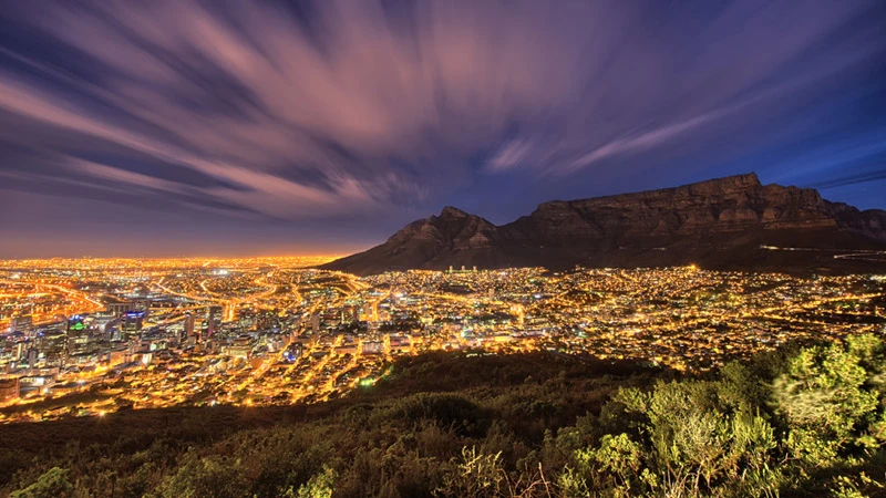 Photograph of Cape Town, South Africa at night