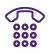 An illustration of a telephone receiver over a number pad.