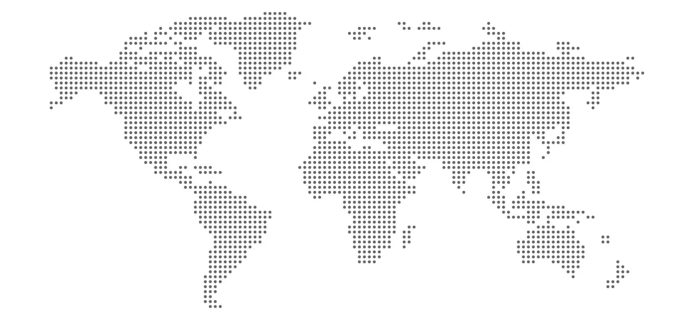 A map of the world made up of black dots on a white background