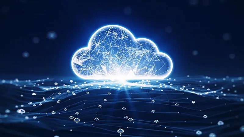 Illustration of a cloud containing many connected data points