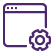 An illustration of a computer screen with a gear overlaid.