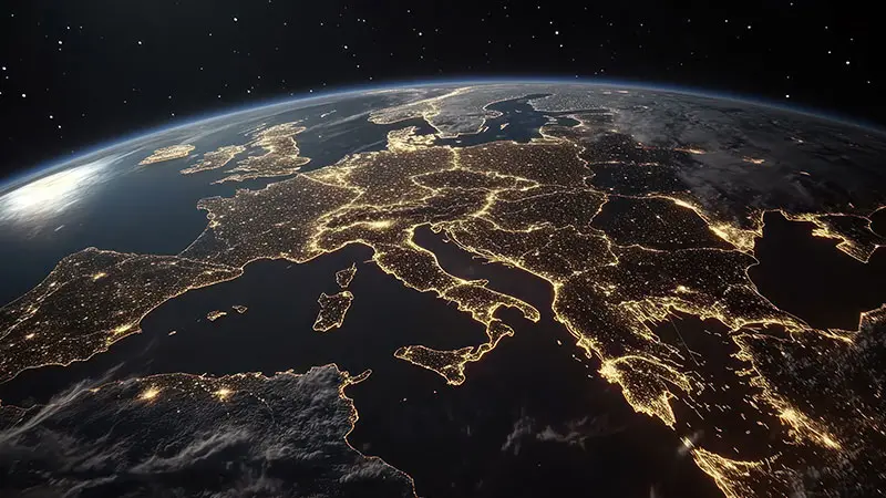 Arial view of the earth taken from space.