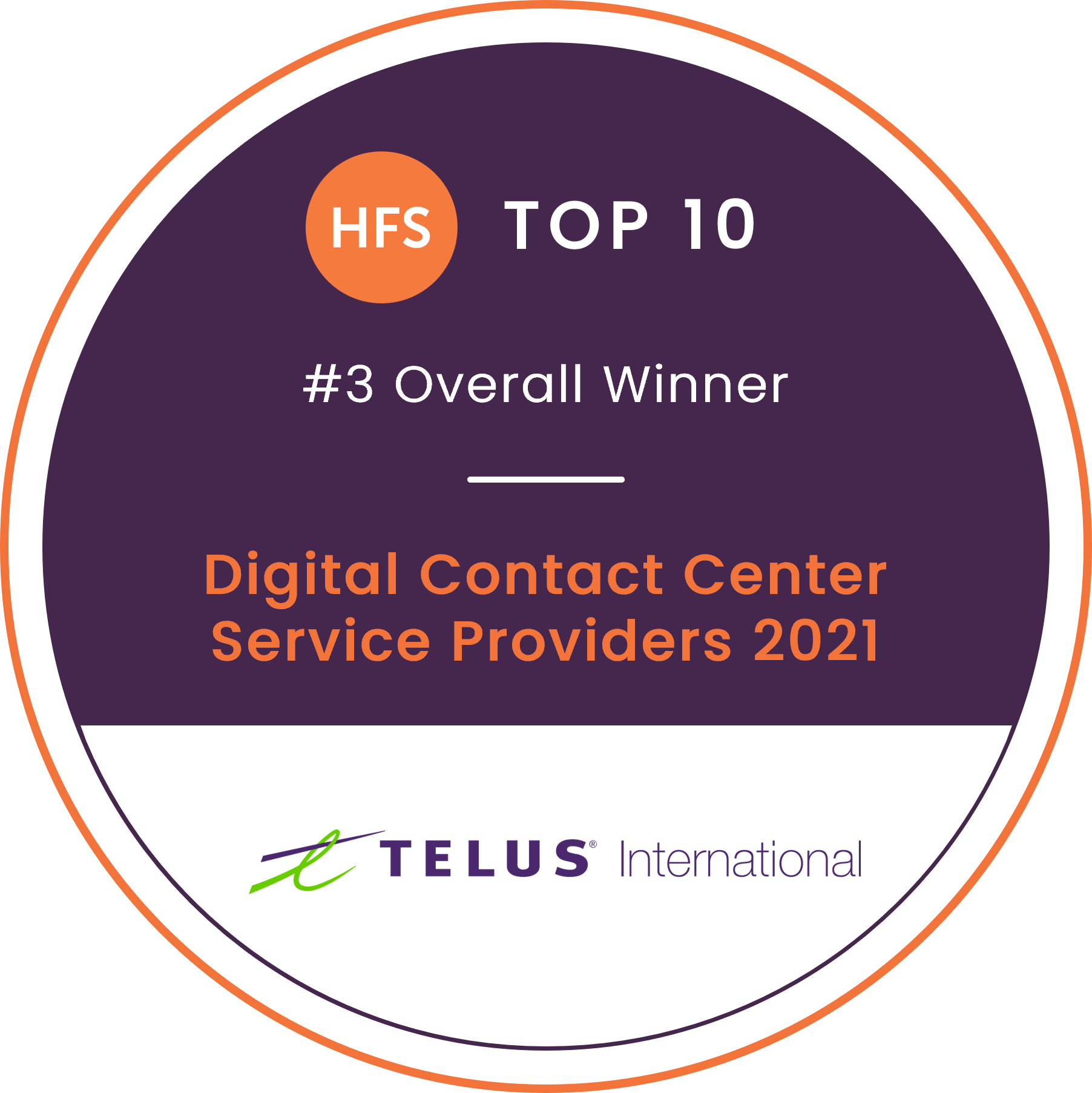 HFS Top 10: CX Services in the Pandemic Economy—The Best of the Best Service Providers award logo