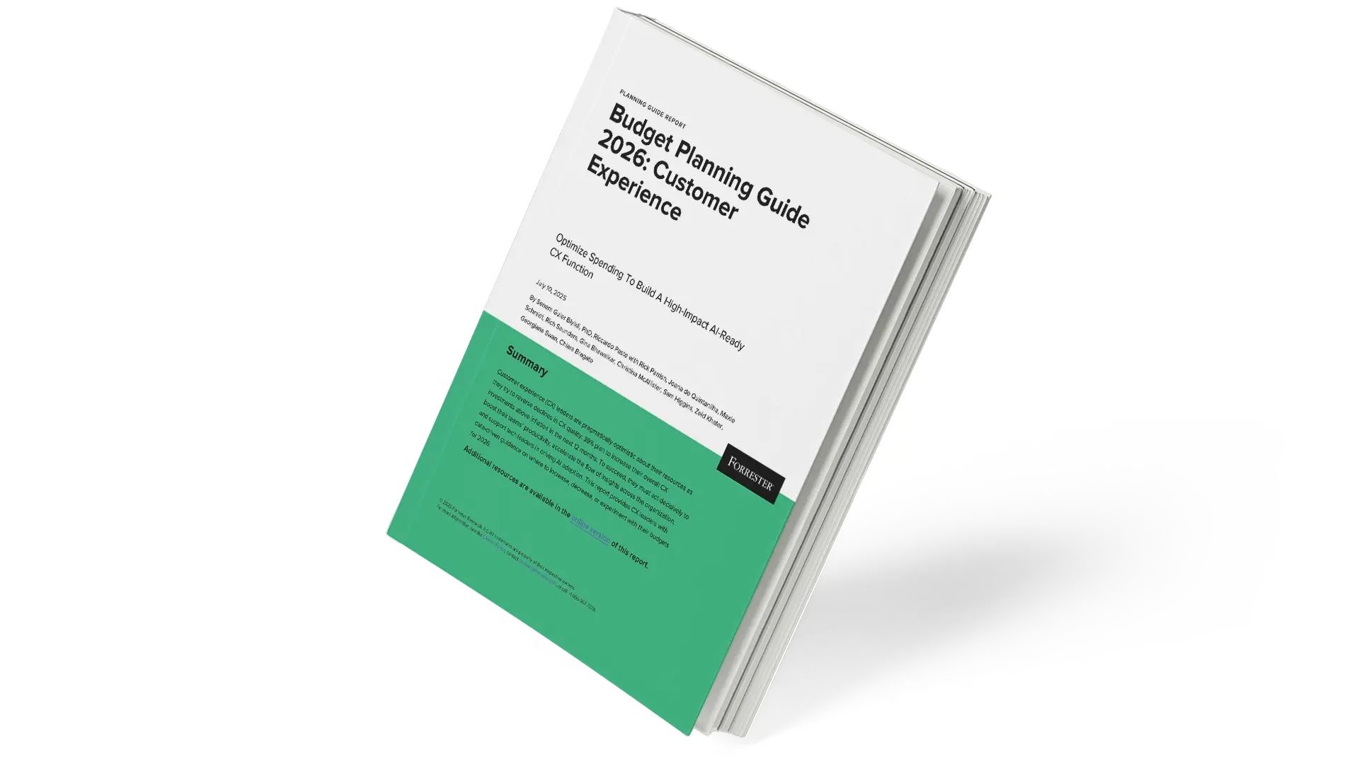 Mockup image of Forrester's Budget Planning Guide 2026: Customer Experience