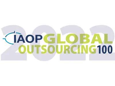 IAOP Global Outsourcing 100 logo with 2022 in the background