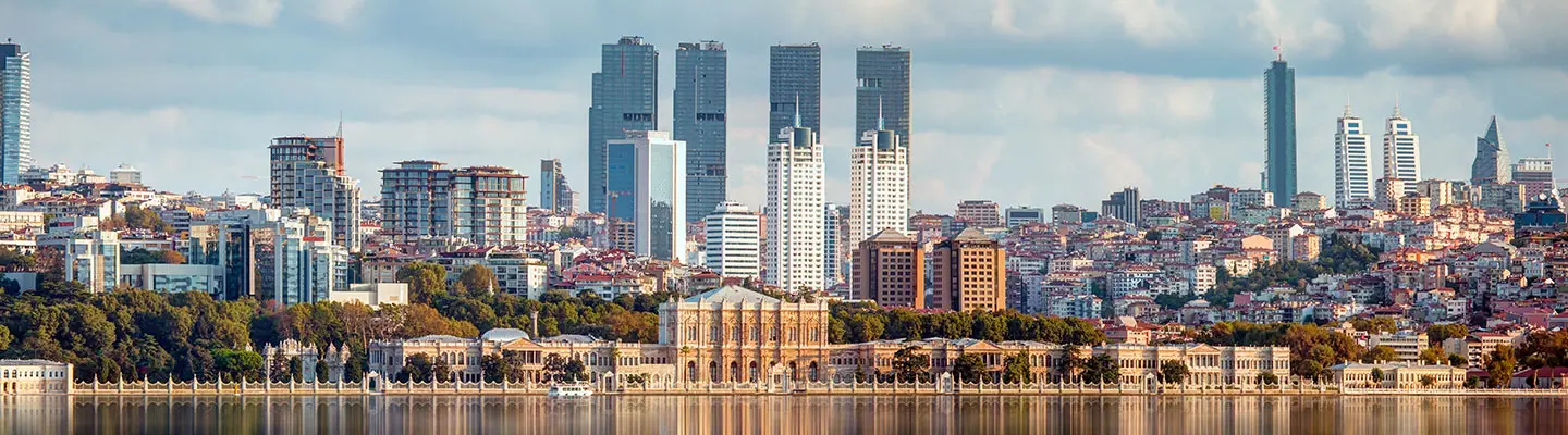 Cityscape with Galata Tower and Gulf of the Golden Horn in Istanbul, Turkey.