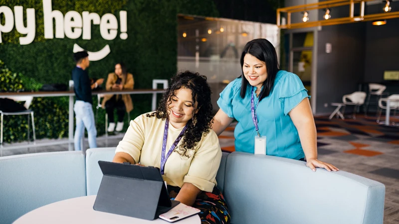 Customer service agents with tablet