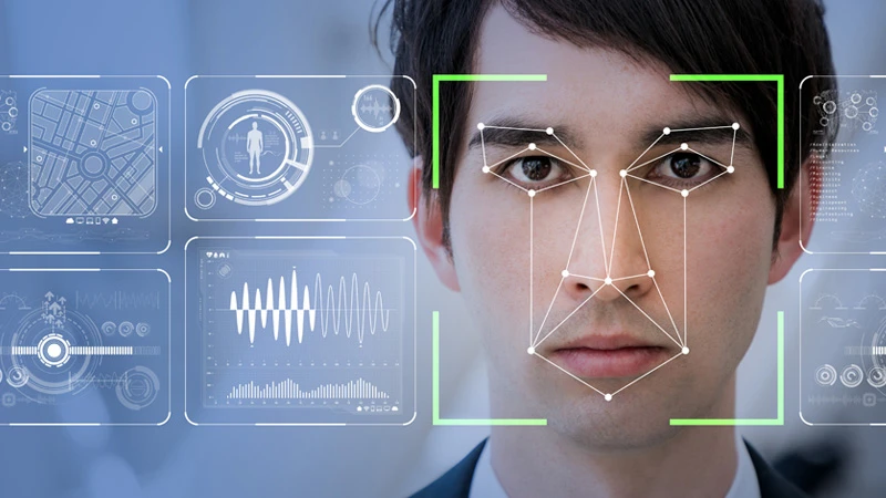 Person with facial recognition / biometric analysis