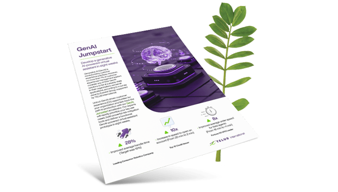 The GenAI Jumpstart brochure overlaying a green fern.