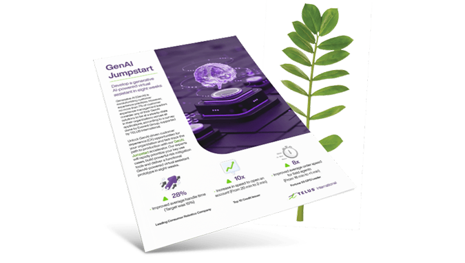 The GenAI Jumpstart brochure overlaying a green fern.