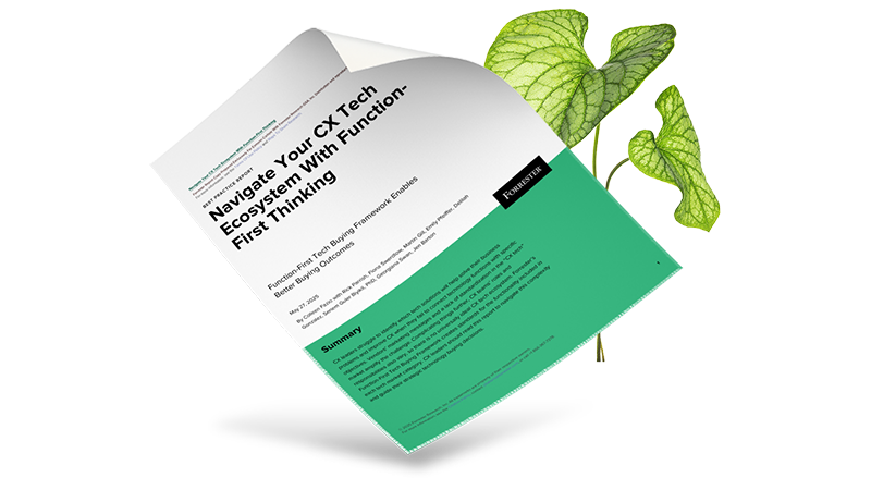 Preview image for the Forrester report: Navigate Your CX Tech Ecosystem With Function-First Thinking
