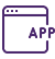 Icon of a computer window with the text "APP"