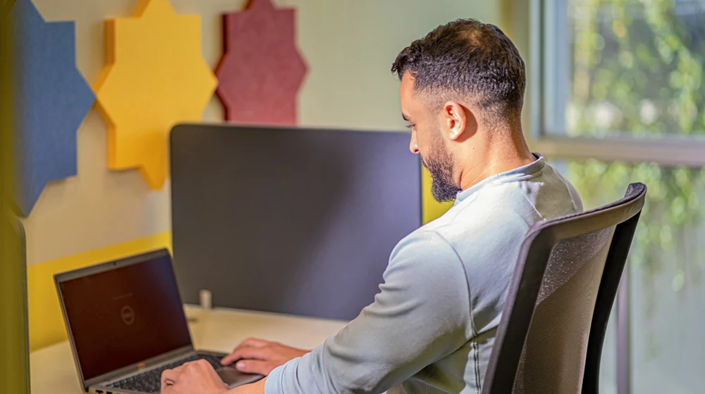 Team member working from desk in Morocco site