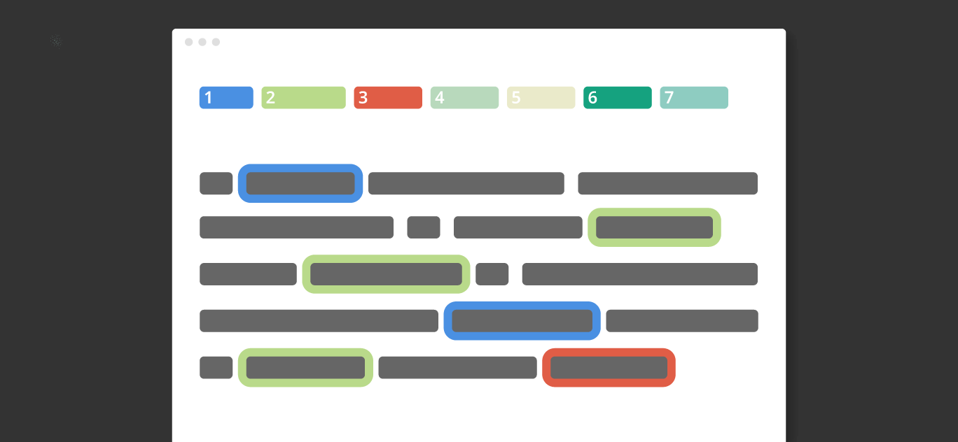 White square with different colored boxes to indicate separate entities