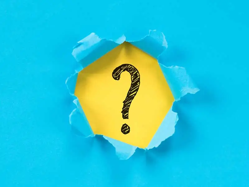 yellow question mark on blue background