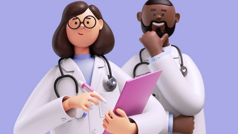 Two 3D illustrations of doctors