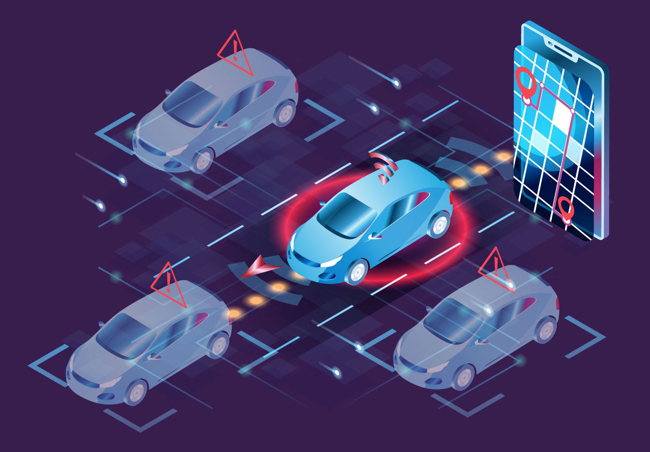 A set of autonomous vehicles with mobile app